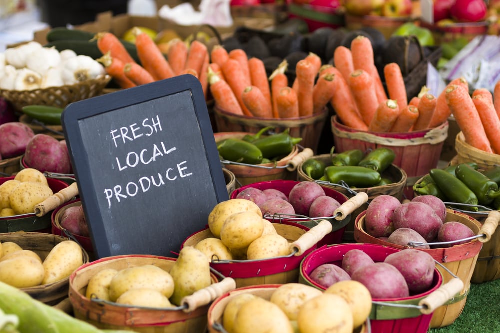 Local produce at a farmers market.