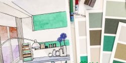 Alabama 4-H Interior Design; art sketch and fabric swatches