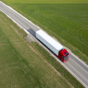 Transfer truck on highway