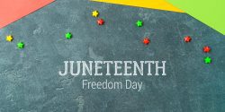 Background for Juneteenth holiday day with colorful paper