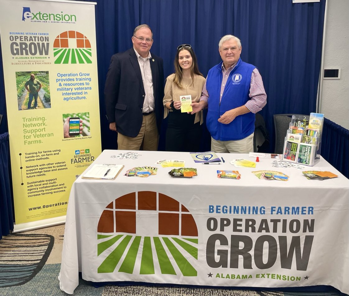 Figure 2. ADAI Commissioner Rick Pate (right), Assistant Commissioner Bob Plaster, and Operation Grow Project Coordinator Harli Willis.