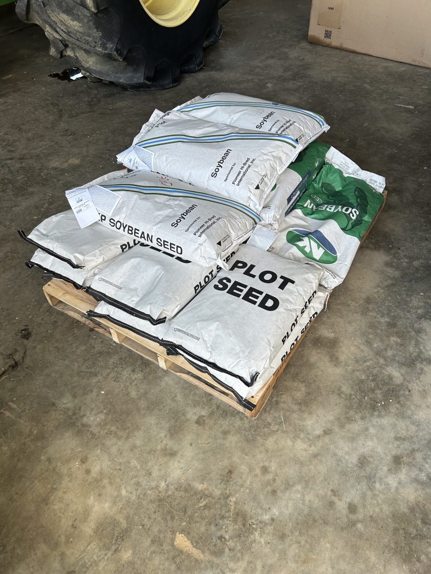 Soybean plot seed bags