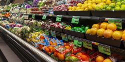 grocery store shelves with food prices