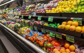 grocery store shelves with food prices