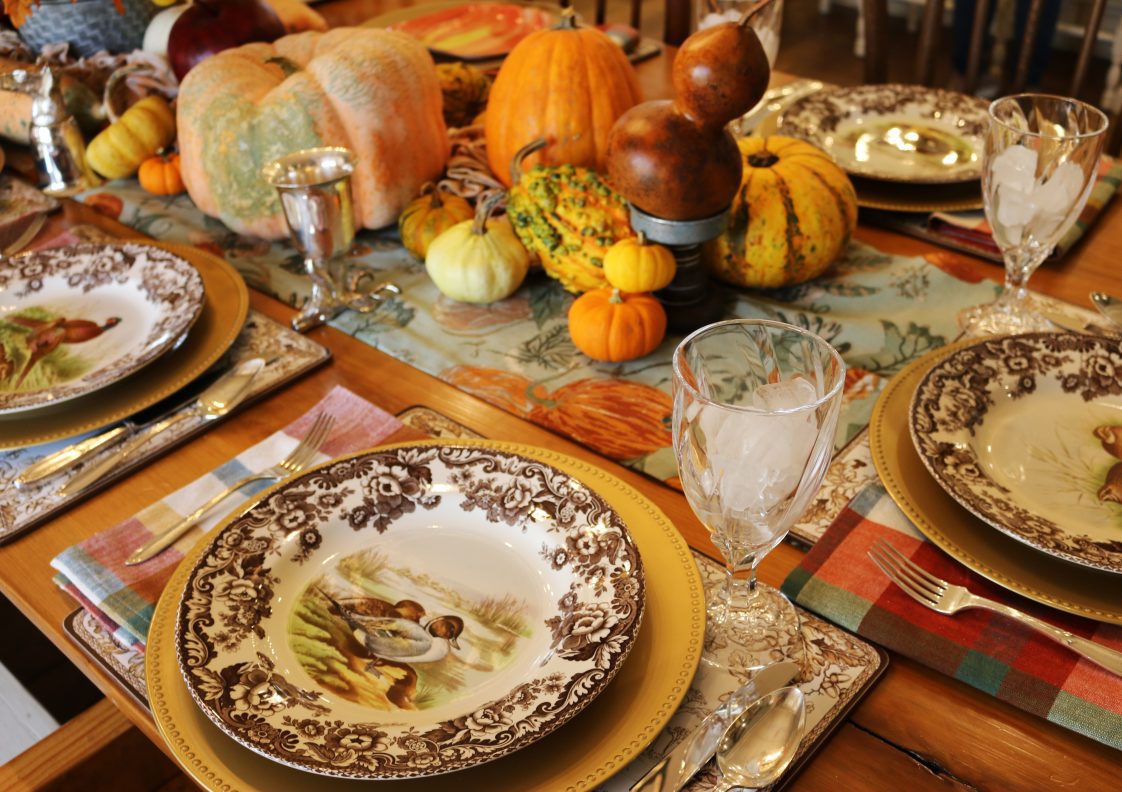 Holiday table setting for fall or Thanksgiving