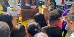 Bee Keeper talking to kids about bees